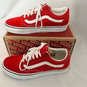 Vans Old Skool Racing Red & True White Shoes Women’s Size 7.5 or Men’s Size 6